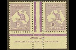 1932 9d Violet Roo (SG 133), ASH IMPRINT PAIR, Plate 3 - First State, BW 29z, Mint (stamps Never Hinged). For More Image - Sonstige & Ohne Zuordnung