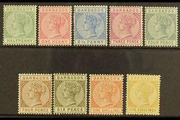 1882-86 Set Complete, SG 89/103, Fine Mint, The 1s With A Few Slightly Nibbled Perfs At Top (9 Stamps) For More Images,  - Barbados (...-1966)