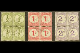 POSTAGE DUES 1932 USED BLOCKS OF FOUR Set On Ordinary Paper, SG D4, D5 And D6, Each Block Bearing Clear 9 Feb 45 Cds Can - Autres & Non Classés