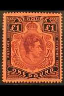 1938-52 £1 Purple & Black Red, SG 121, Very Lightly Hinged Mint For More Images, Please Visit Http://www.sandafayre.com/ - Bermudes