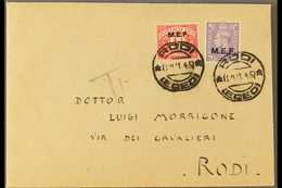 M.E.F. 1945, Two Attractive Envelopes, Each Bearing Postage Due 1d (one In Combination With Postage 3d), Tied Symi/Dodec - Italienisch Ost-Afrika