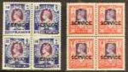 OFFICIAL 1939 1r And 5r With "SERVICE" Overprints, SG O24 And O26, Both As Superb Never Hinged Mint BLOCKS OF FOUR. (8 S - Birmanie (...-1947)