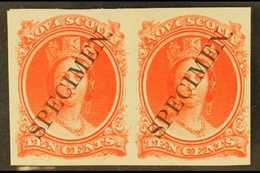 1860 10c Vermilion Plate Proof, Diagonally Ovptd "Specimen", Uni 12Pv, Very Fine Horizontal Pair. For More Images, Pleas - Other & Unclassified