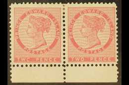 1870 2c Rose Pink, Marginal Horizontal Pair, One Showing The Variety "Twc For Two", SG 28, 28b, Superb Mint. For More Im - Other & Unclassified