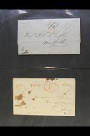 1847-1865 MAIL TO THE UNITED STATES. An Interesting Group Of Stampless Covers & Entire Letters Addressed To USA, Bearing - Otros & Sin Clasificación