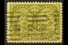 1897 $5 Olive- Green "Jubilee", SG 140, Used With Light Roller Cancellation. For More Images, Please Visit Http://www.sa - Otros & Sin Clasificación