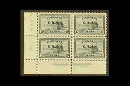 OFFICIAL 1949 20c Slate "Harvester" With "O.H.M.S." Overprint, A Lower Left Corner Control Block Of Four, One Stamp Show - Andere & Zonder Classificatie