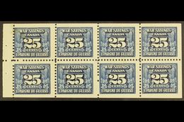 REVENUE STAMPS WAR SAVINGS 1940-41 25c Blue, White Gum, Complete Pane Of 8, Van Dam FWS5c, Never Hinged Mint, A Few Mark - Autres & Non Classés