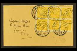 TIBET 1933 ½t Yellow Orange, Imperf, SG 98, Superb Block Of 8 Tied On Front By Gyantse Native Cds Cancels, Addressed To  - Altri & Non Classificati