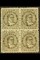 1902 5d Olive-black Queen, SG 33, Fine Mint Block Of Four With Lower Pair Being Never Hinged. For More Images, Please Vi - Cookeilanden