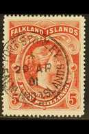 1898 5s Red, SG 42, very Fine Used With Neat "Port Stanley" Cds. For More Images, Please Visit Http://www.sandafayre.com - Islas Malvinas