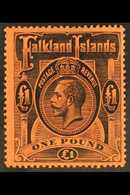 1912-20 £1 Black / Red, SG 69, Never Hinged Mint. Fresh And Attractive, Rarely Encountered In This Condition. For More I - Falklandinseln