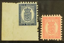 1893 OFFICIAL REPRINTS Of The 1860-65 5k Blue, Michel 3Na/4Na, Unused Corner Marginal With Full Roulettes, Plus 10k Rose - Autres & Non Classés