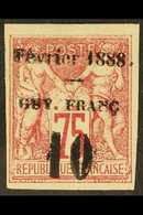 FRENCH GUIANA 1888 10c On 75c Rosine Overprint (Yvert 9, SG 12), Fine Unused No Gum, Four Good To Large Margins, Fresh,  - Other & Unclassified