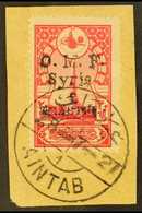 SYRIA 1921 1pi On 20pa Carmine With Black Opt, Ain-Tab Issue, SG 68g (Yvert 6), Very Fine Used Tied To Piece. For More I - Andere & Zonder Classificatie