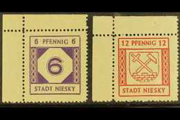 NIESKY 1945 (July) 6pf & 12pf On Grey Paper Set, Mi 1/2, Very Fine Mint, Corner Marginal Examples (2 Stamps). For More I - Andere & Zonder Classificatie