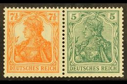 1918-19 7½pf+5pf Germania Horizontal SE-TENANT PAIR, Michel W 6ab, Very Fine Mint, Fresh. (2 Stamps) For More Images, Pl - Autres & Non Classés