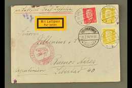 1934 COMMERCIAL ZEPPELIN COVER TO ARGENTINA Bearing Germany 15pf Plus 80pf X2, These Each Tied By Bad Tolz Cds's Of 20.  - Other & Unclassified