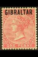 1886 1d Rose-red "GIBRALTAR" Opt'd, SG 2, Fine Mint For More Images, Please Visit Http://www.sandafayre.com/itemdetails. - Gibraltar