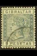 1889-1896 5 Peseta Slate Grey, SG 33, Fine Cds Used For More Images, Please Visit Http://www.sandafayre.com/itemdetails. - Gibraltar