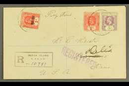 OCEAN ISLAND 1924 Registered Cover To USA, Bearing KGV 1d & 5d, With Additional 1d "War Tax" Stamp, Cancelled With "G.P. - Isole Gilbert Ed Ellice (...-1979)