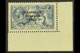1922 - 23 10s Dull Grey Blue Seahorse, SG 66, Lower Right Corner Copy (Row 10/4), Showing WEAK ACCENT, Hib. T61g, Very F - Other & Unclassified