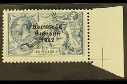 1922 10s Dull Grey Blue, 3 Line Thom Ovpt, Showing The Variety "SACRSTAT", Hib T61jf  (SG 66 Var), Superb Marginal Mint  - Other & Unclassified