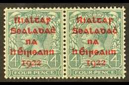 1922 4d Dollard Grey-green With Carmine Overprint, SG 6c, Fine Mint Horizontal Pair. For More Images, Please Visit Http: - Other & Unclassified