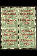 1922 4d Grey-green With Carmine Overprint, SG 6c, A Very Fine Mint Block Of Four. For More Images, Please Visit Http://w - Autres & Non Classés