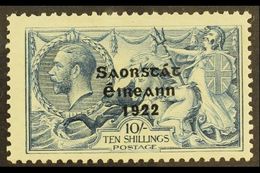 1922 THOM 10s Dull Grey Blue Seahorse With Wide Date, Showing RETOUCH TO 10/- (8/1), SG 66, Hib. T61ba, Very Fine Mint,  - Autres & Non Classés