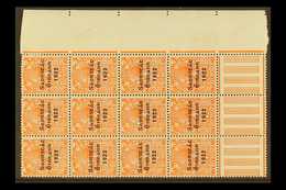 1922-23 VARIETIES 2d Orange (SG 55) Marginal Corner Pane Multiple Of 12 Stamps,  incorporates "S Over E" Varieties, Row  - Autres & Non Classés