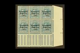 1922-23 VARIETY 10d Turquoise Blue (SG 62) Marginal Corner Pane Multiple Of 6 Stamps,  incorporates "S Over E" Variety,  - Autres & Non Classés