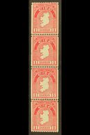 1933 COIL STAMP 1d Carmine, Perf 15 X Imperf (single Perf), Strip Of Four Fine Mint, Two Are Never Hinged, Well Centered - Sonstige & Ohne Zuordnung