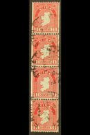 1946 COIL STAMPS 1d Carmine Perf 15 X Imperf, Watermark Upright SG 112c, Fine Cds Strip Of Four, Well Centered. For More - Sonstige & Ohne Zuordnung