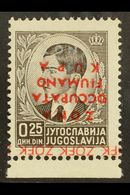 FIUME & KUPA ZONE 1941 25p Black DOUBLE OVERPRINT - One In Silver And The Other Inverted In Red, Sassone 1c, Fine Mint M - Non Classés