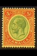 1912-20 5s Green And Red On Pale Yellow, SG 67a, Fine Mint. For More Images, Please Visit Http://www.sandafayre.com/item - Jamaica (...-1961)