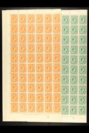 1951 KGVI Definitive ½d Orange (SG 121b) And 1d Blue-green (SG 122a) In Never Hinged Mint COMPLETE SHEETS OF 120. Cat £6 - Giamaica (...-1961)