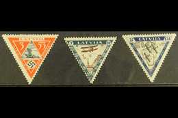 1933 Air Charity Wounded Airmen Triangular Complete Perf Set (Michel 225/27 A, SG 240A/42A), Fine Never Hinged Mint, Ver - Latvia