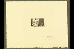 1966 SIGNED SUNKEN IMPERF DIE PROOF For The 20f World Leprosy Day (Yvert 418, SG 110), Printed In Black On Card, Overall - Andere & Zonder Classificatie