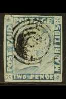 1848-59 2d Blue Imperf "PENOE For PENCE" Variety, Row3/1, Worn Impression "POST PAID", SG 20a, fine Used With A Neat Cen - Maurice (...-1967)