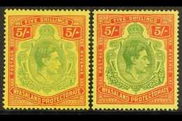 1938-44 5s Both Chalky And Ordinary Papers, SG 141/141a, Fine Mint. (2 Stamps) For More Images, Please Visit Http://www. - Nyassaland (1907-1953)