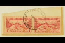 1925 1d Carmine On Rose Dunedin Exhibition Of New Zealand, Horiz Marginal Pair Tied To A Piece By Very Fine Near Complet - Pitcairn