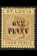 1891-92 1d On 4d Brown, Die I, With SURCHARGE DOUBLE Variety, SG 55a, Very Fine Mint. For More Images, Please Visit Http - St.Lucia (...-1978)