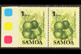 1983 1s Fruit Definitive, SG 647, Marginal Horizontal Pair, IMPERF Between Stamp And Margin, Never Hinged Mint. For More - Samoa