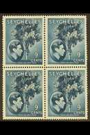 1938-49 NHM MULTIPLE 9c Grey Blue On Chalky Paper, SG 138a, Block Of 4, Never Hinged Mint. Lovely, Post Office Fresh Con - Seychellen (...-1976)