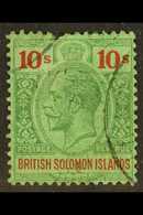 1922-31 (wmk Mult Script CA) 10s Green And Red/emerald, SG 52, Fine Used. For More Images, Please Visit Http://www.sanda - Iles Salomon (...-1978)