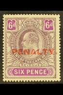 CAPE OF GOOD HOPE REVENUE - 1911 6d Purple & Magenta, Ovptd "PENALTY" Barefoot 2, Never Hinged Mint. For More Images, Pl - Non Classés