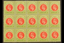 NATAL 1902-03 2d Red & Olive Green, SG 130, BLOCK Of 15 (5 X 3), Never Hinged Mint (15 Stamps) For More Images, Please V - Zonder Classificatie