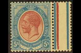 1913-24 5s Reddish Purple & Light Blue Marginal Single With MISSING Purple Jubilee Line On Gutter Margin, SG 15a (Union  - Unclassified