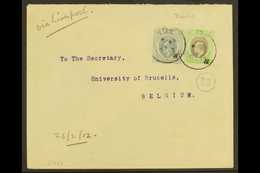 1912 Cover To Brussels, Franked Ed VII ½d Green And Black And 2d Slate Tied By "Bende X" Cds Cancels With Calabar Transi - Nigeria (...-1960)